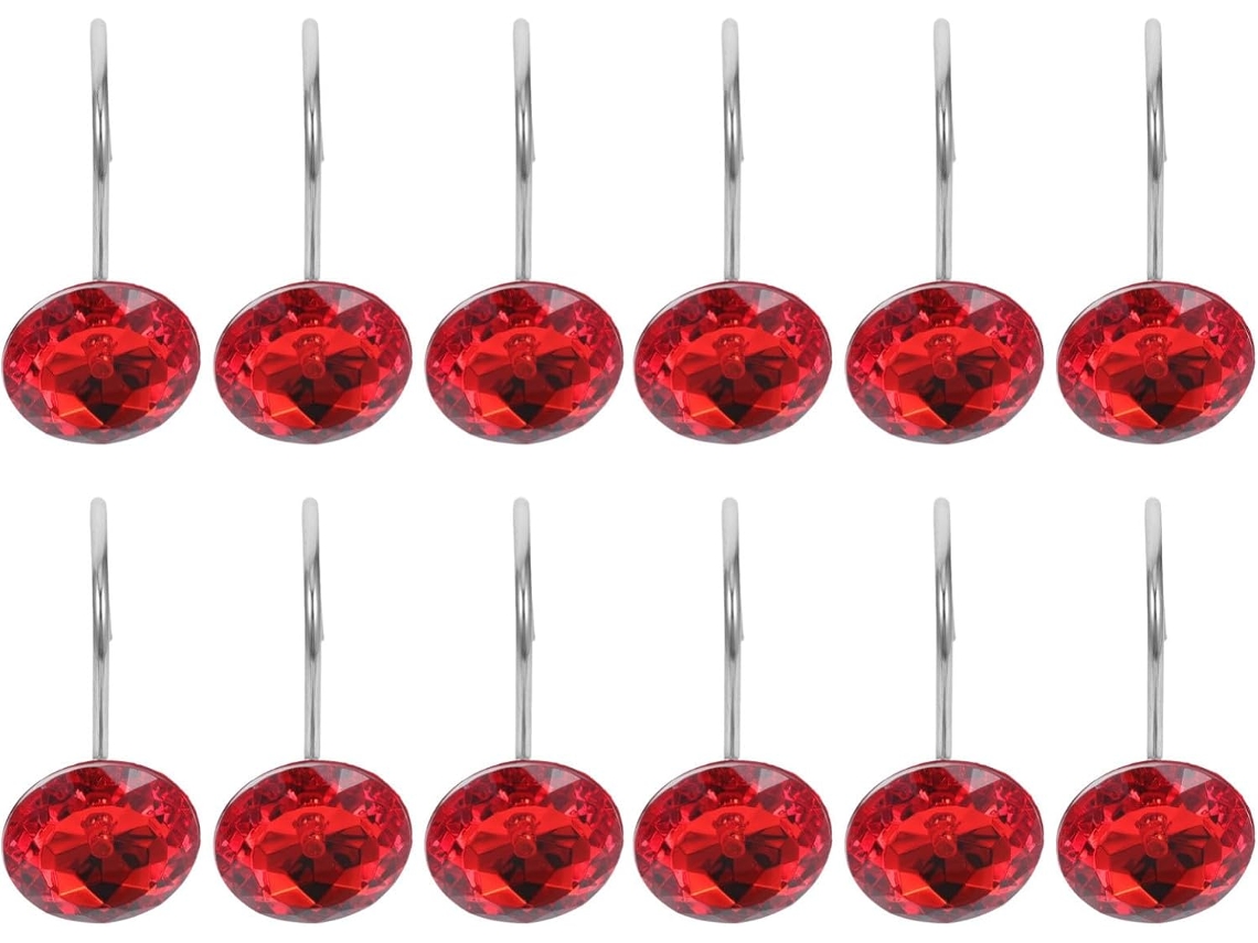 Ganchos Decorativos Para Cortina De Chuveiro Com Contas Acrílico, 12