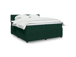 Vidaxl Cama Com Molas/colchão 200x200 Cm Veludo Verde-escuro