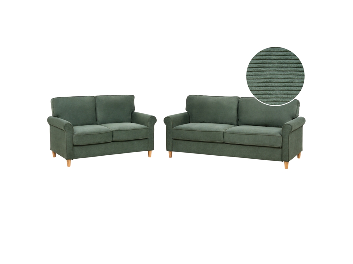 Conjunto De Sala De Estar Beliani Ronneby De Pana Verde 190x78x88