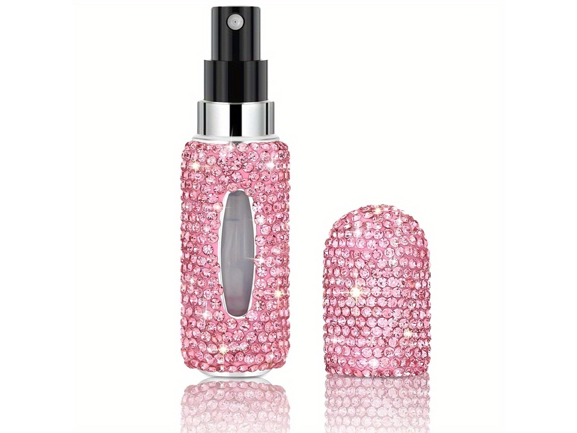 Frasco de Perfume Portátil Reutilizável de 5 Ml com Bico Spray em Formato de Diamante Brilhante MDUG (rosa)