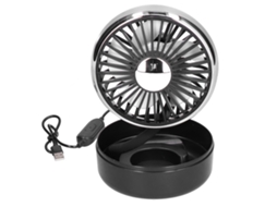 Ventilador Elétrico Rotativo 360° 3 Velocidades Usb Preto Prata