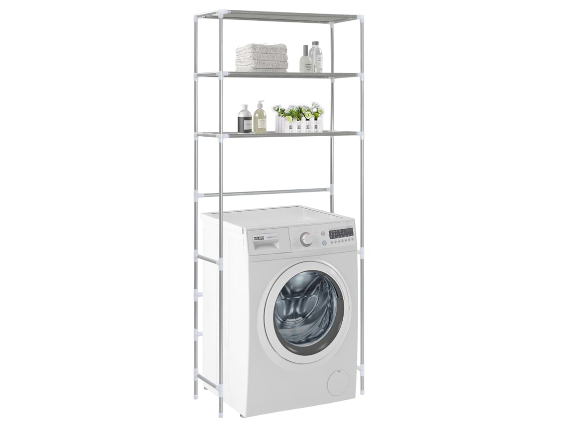 Vidaxl Estante De 3 Prateleiras P/ Lavandaria 69x28x169 Cm Prateado