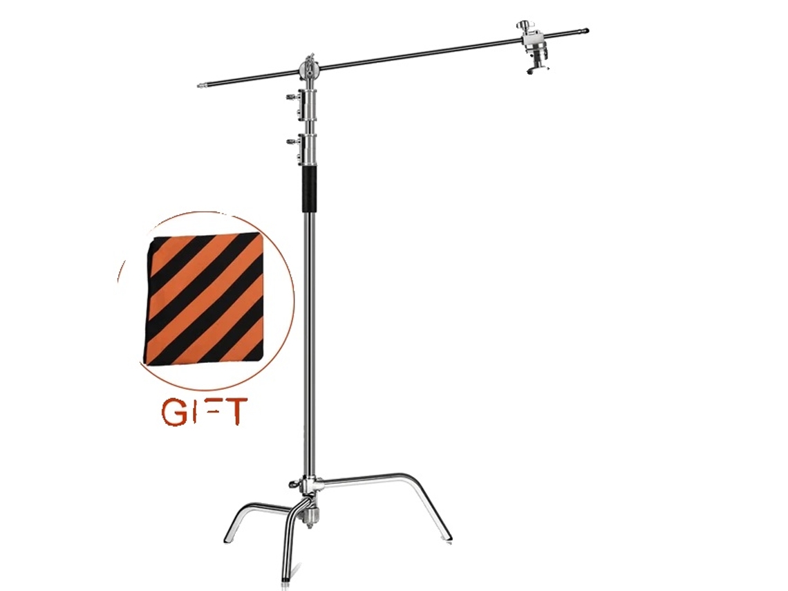 Suporte De Luz Em Aço Inoxidável, Tripé Dobrável, Altura Ajustável,3.3m