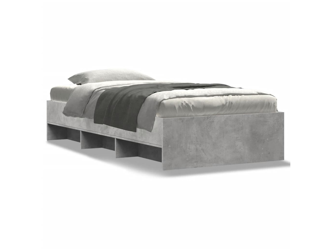 Bed Frame, Bed Frames Vidaxl Cinzeto Madeira Processada (100 X 200 Cm)