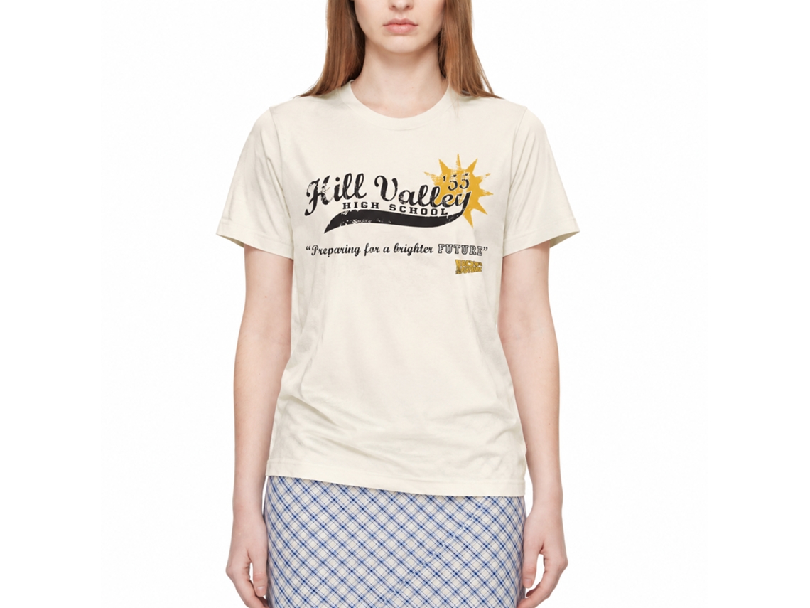 Rockinstone Back To The Future Movie Hill Valley High '55 Solid Natural Adult T-shirt Size:xxl