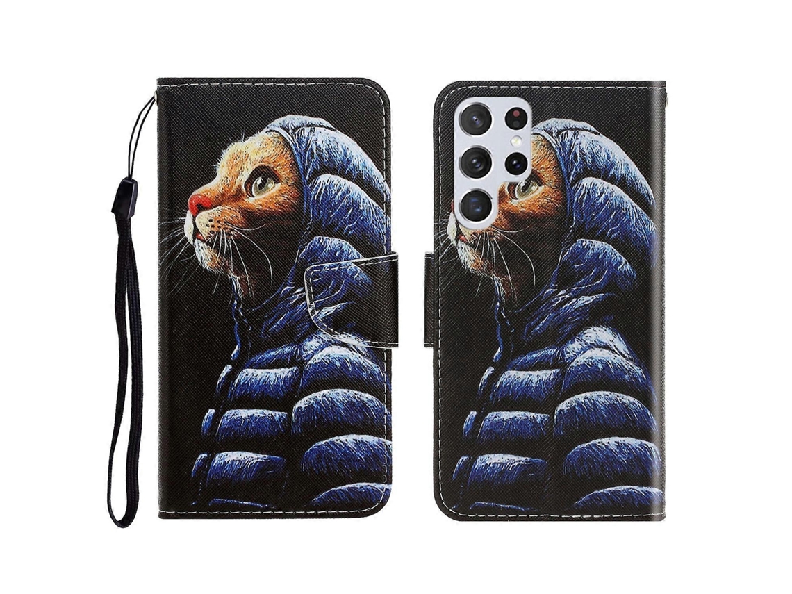 Capa De Couro Flip Horizontal Com Desenho Colorido 3d Para Samsung Galaxy S22 Ultra 5g
