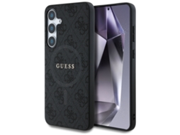 Capa De Couro Guess Com Anel Para Samsung Galaxy S25 Com Logotipo Classic Da Magsafe