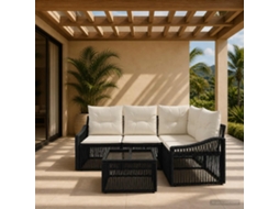 Vidaxl Conjunto De Sofá De Jardim 5 Pcs Preto Vime Pe