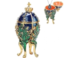 Caja De Joyería De Metal Esmaltado Fabergé Con Diseño De Hojas Y Diamantes Artificiales Para Joyas Pequeñas