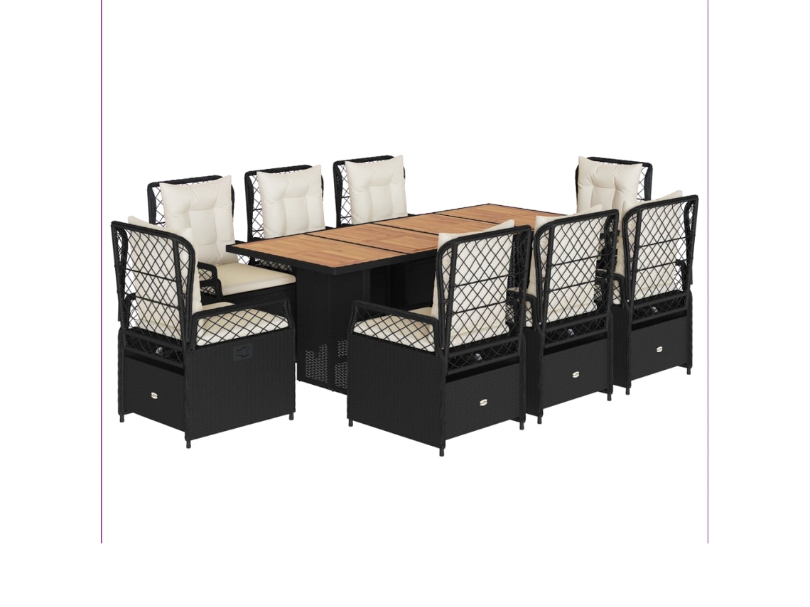 Garden Dining Set, Garden Dining Sets Vidaxl Preto Rattan / Vime (n/a)