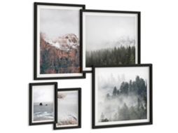 Conjunto De Pinturas Paisagens Montanhas Florestas Nuvens Espelharte (5 Peças)