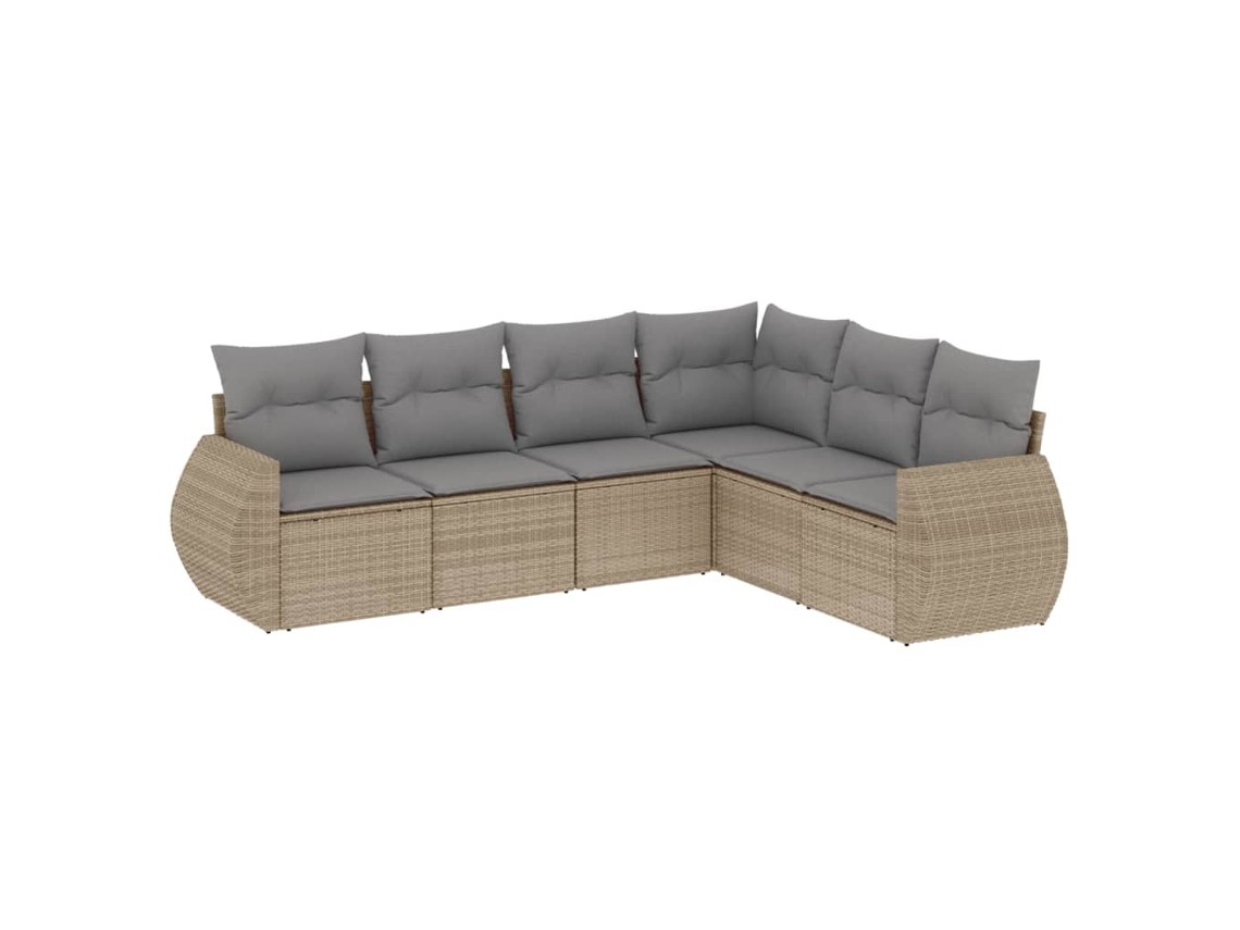 Conjunto de 6 sofás de jardim com almofadões Vime Pe Bege MAISON EXCLUSIVE (80x200 cm)