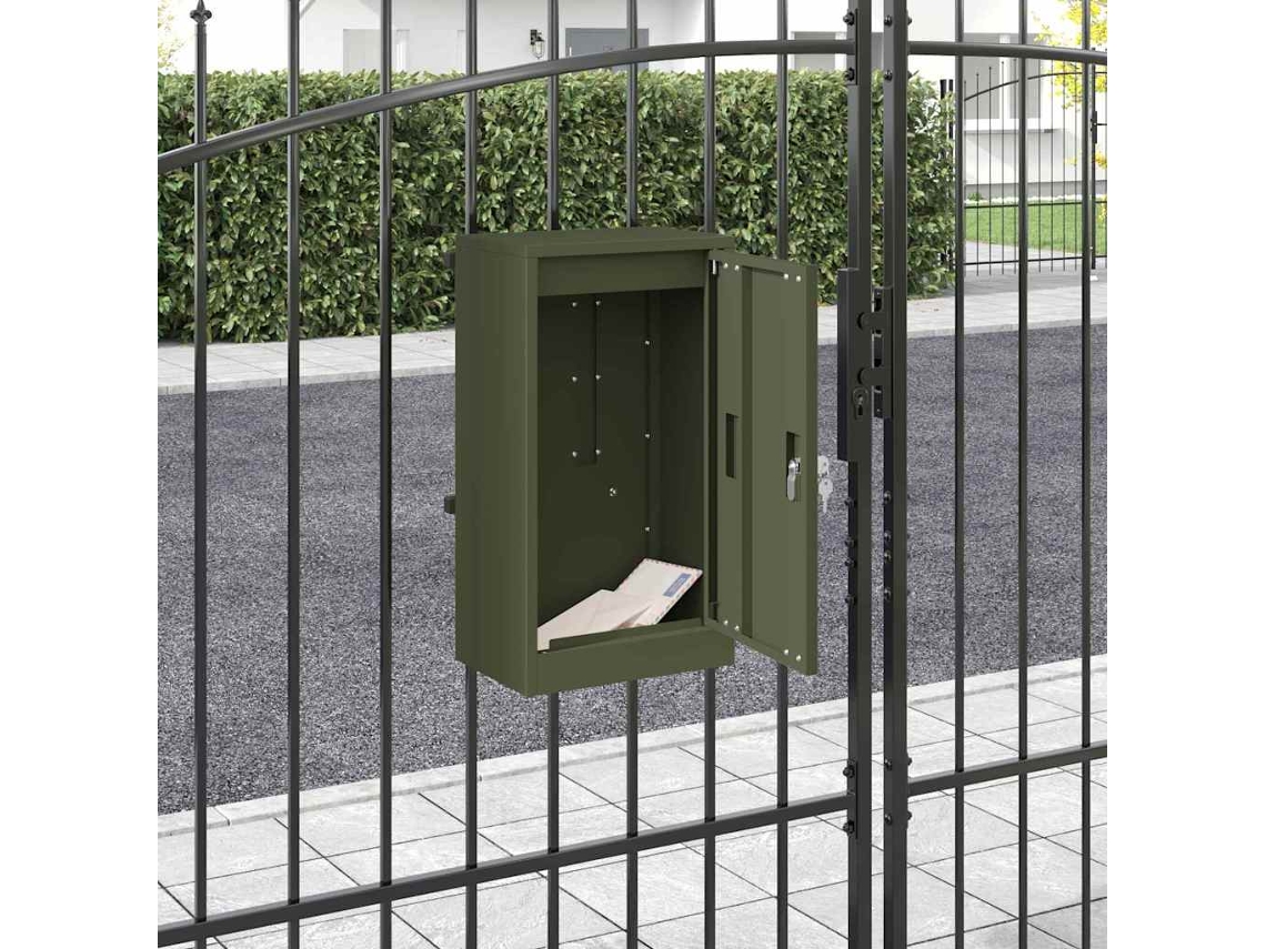 Vidaxl Caixa De Correio Com Porta Verde-oliva 30 X 20 X 55 Cm Aço