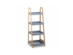 Relaxdays Prateleira De Bambu, 4 Prateleiras, Prateleira De Madeira, Hbt 98 X 36 X 34,5 Cm, Cinza