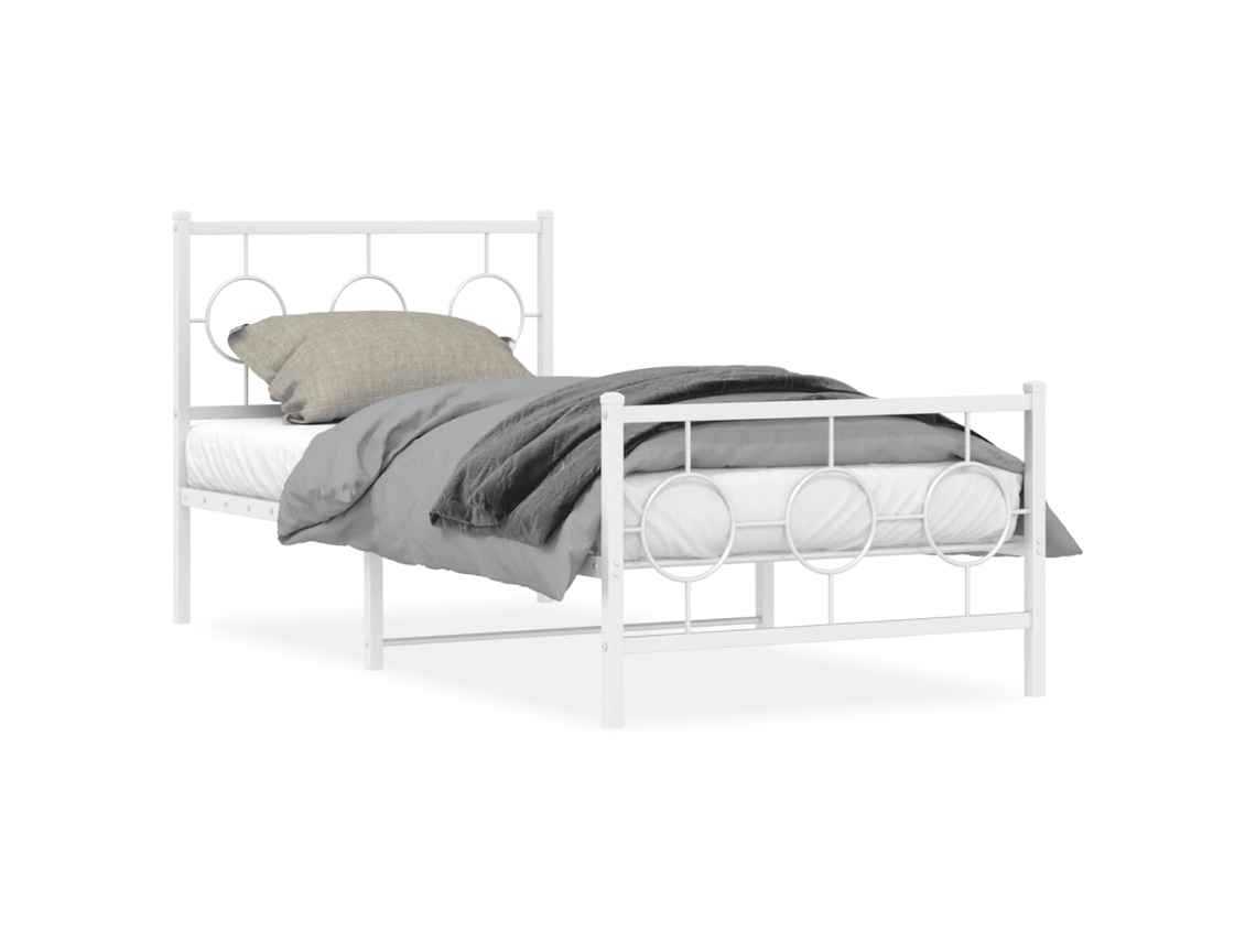 Bed Frame, Bed Frames Vidaxl Branco Aço (90 X 190 Cm)