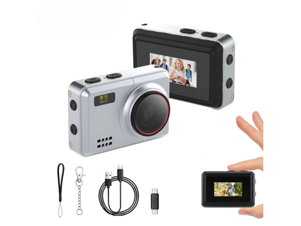 Mini Câmara Digital Retro 1080p com Ecrã 0.96",para Viagens, Vlogs e Fotos Noturnas Prata HEXINYIGJLY
