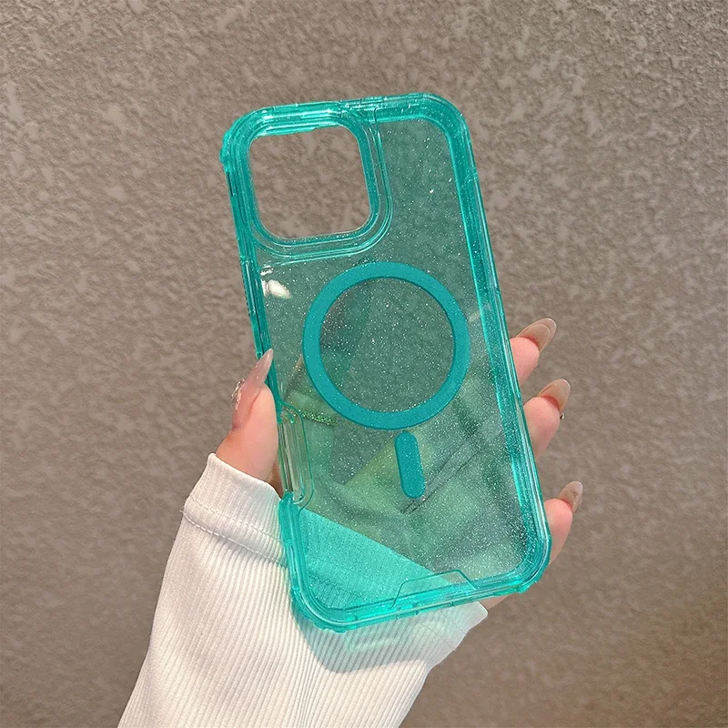 (verde, Iphone 12 Pro) Capa Rígida Magnética, Compatível Com Carregamento Sem Fio Magsafe, Capa Protetora À Prova De Choque.