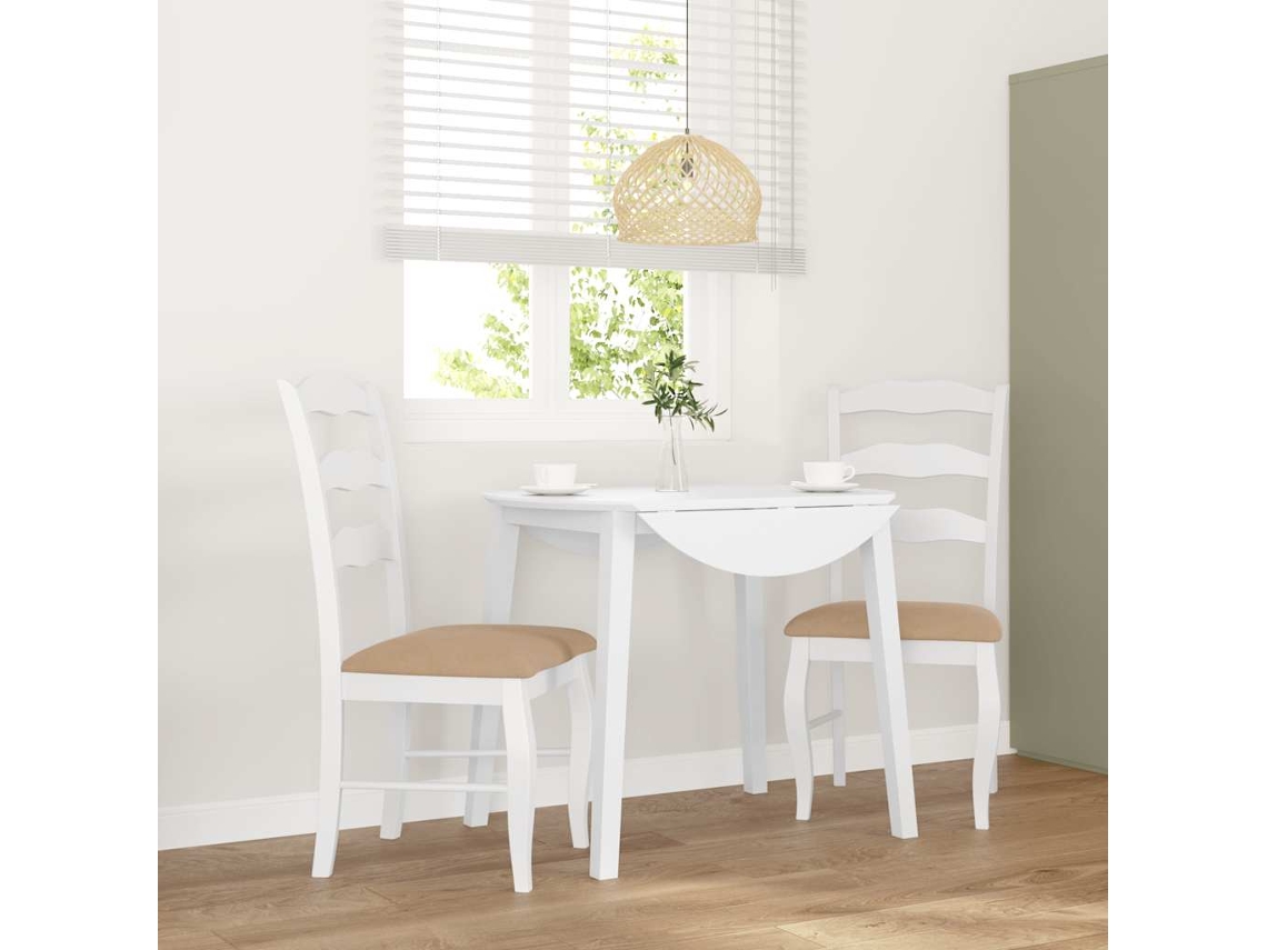 Vidaxl Cadeiras De Jantar Com Almofadões 2 Pcs Madeira Maciça Branco