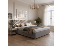 Cama 160x200 com Led Baú e Candeeiro Cinza
