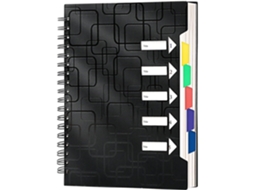 Caderno com 5 Tópicos para Trabalho, 120 Páginas, Pautado com Divisórias, Tamanho A5 BRILVIBERA