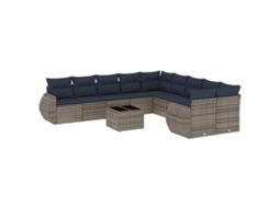 Conjunto de Sofá de Jardim, 11 Peças, Almofadas, Rattan Cinza MAISON EXCLUSIVE