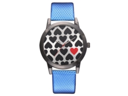 Relógio de Pulso Feminino Fashion com Display Analógico e Cinto Pu Azul