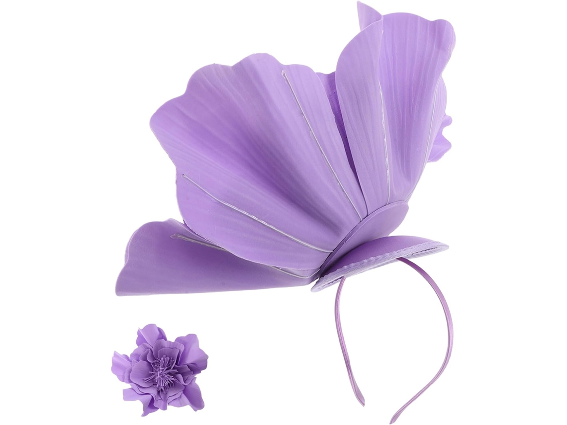 Tiara Floral Para Casamentos, Fascinator Floral Grande Em Tecido Roxo, Acessório De Cabeça Para Festas E