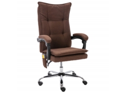 Vidaxl Cadeira De Escritório C/ Função De Massagem Tecido Castanho