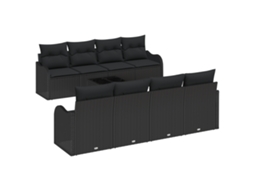 Conjunto 9 Conjunto De Sofá De Jardim Vidaxl Preto Vime Pe (55 X 55 X 37 Cm)