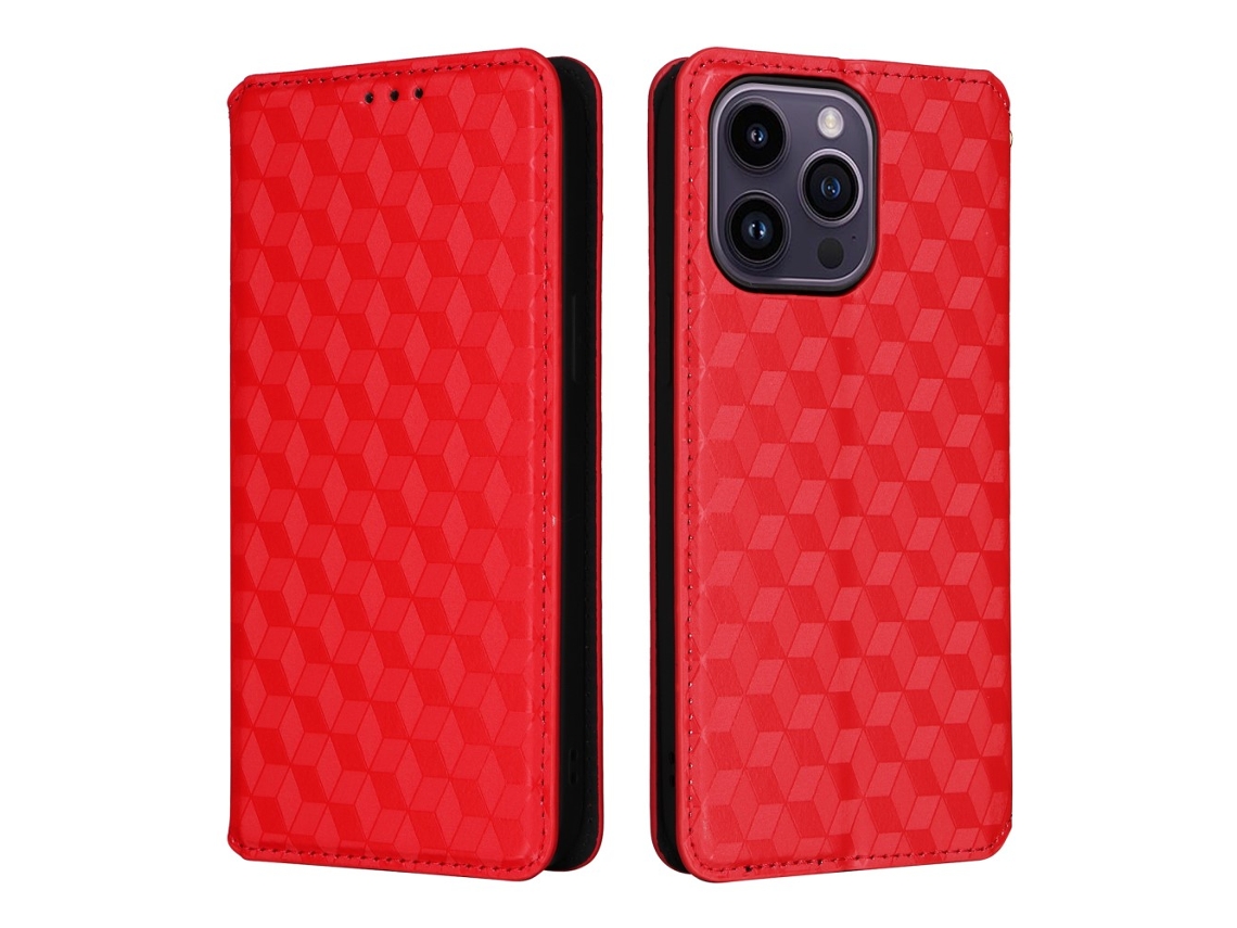 Capa Quedas Para Iphone 15 Plus Pele Sintética Vermelho