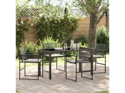 Vidaxl Conjunto De Jantar Para Jardim 5 Unid. Preto Vime Pe