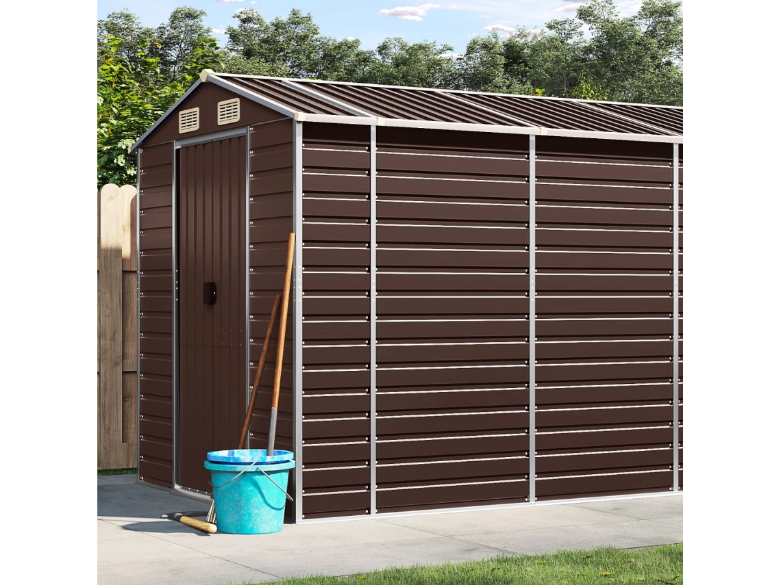 Vidaxl Abrigo De Jardim 191x980x198 Cm Aço Galvanizado Castanho