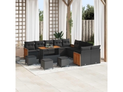 Vidaxl Conjunto De Sofá De Jardim 14 Unid. 14-número De Lugares Preto