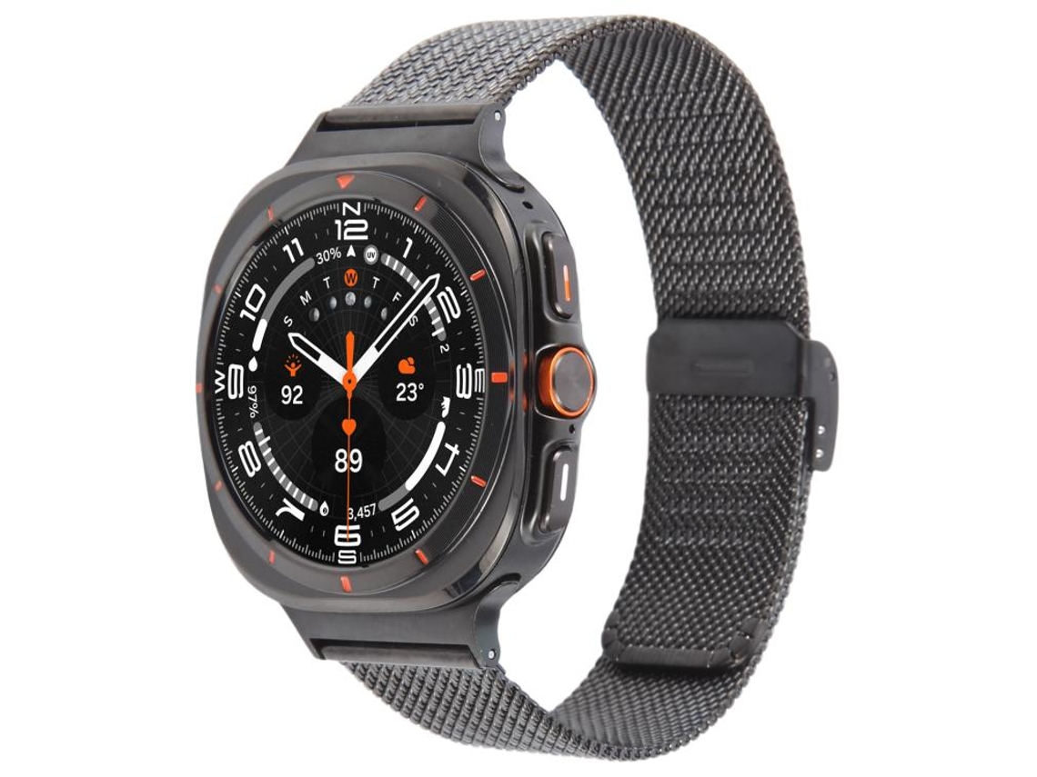 Bracelete Metal Milanês para Samsung Galaxy Watch Ultra XIAOMOYU com fivela em malha de aço preta (47mm)