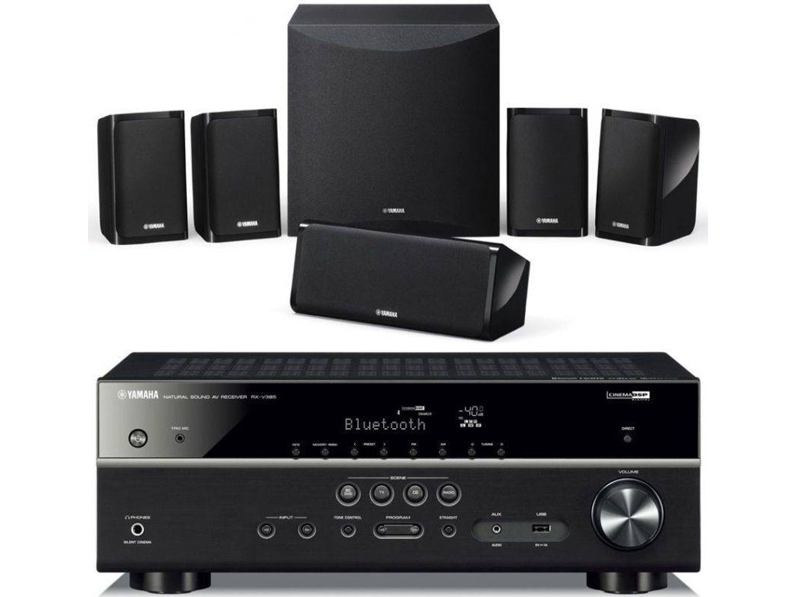 Kit Colunas Home Cinema e Recetor A/V YAMAHA YHT-3854 (100 W - Canais: 5.1 - 5+1)