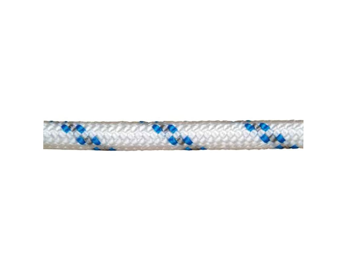 Cuerda poliester trenzada blanco / azul 18 mm. bobina 100 m.