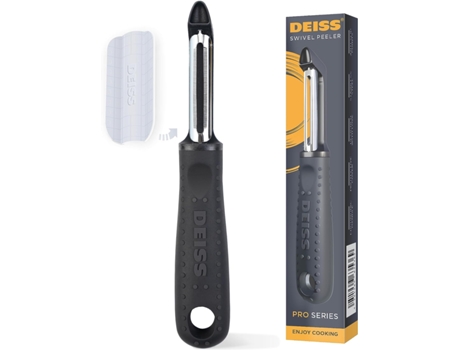 Descascador de Legumes Giratório DEISS Pro Premium Descascador de Aço Inoxidável Afiado com Pega Antiderrapante Simples
