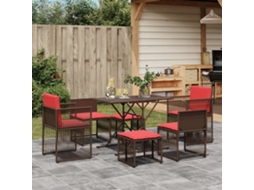 Vidaxl Conjunto De Jantar Para Jardim Com 7 Peças E Almofadas Em Rattan Sintético Marrom