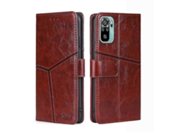 Capa De Celular Dobrável Horizontal Em Couro Com Costura Geométrica Para Xiaomi Redmi Note 11 Se (índia) / Poco M5s 4g