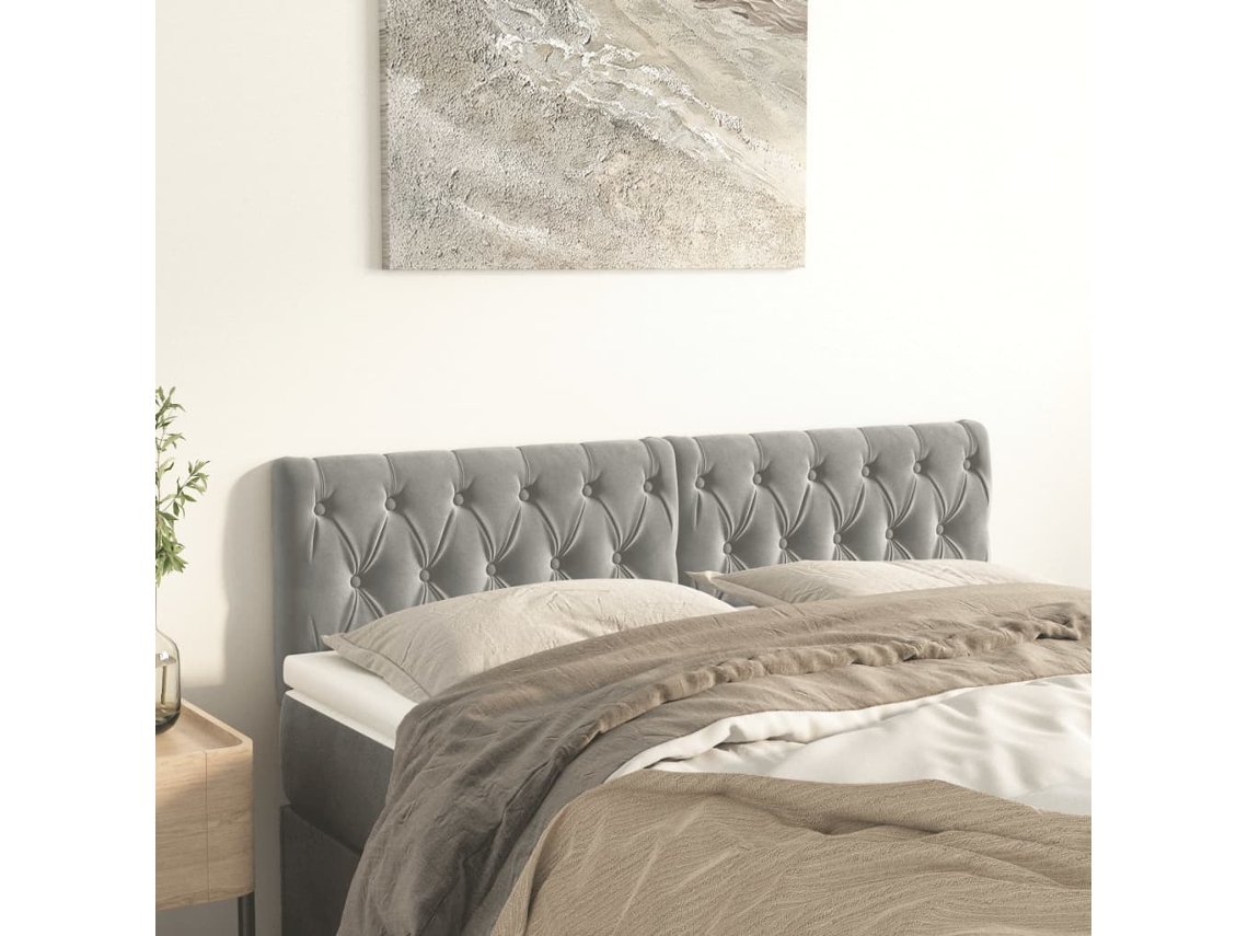 Cabecero de terciopelo de 2 piezas 72x7x78/88 cm gris claro