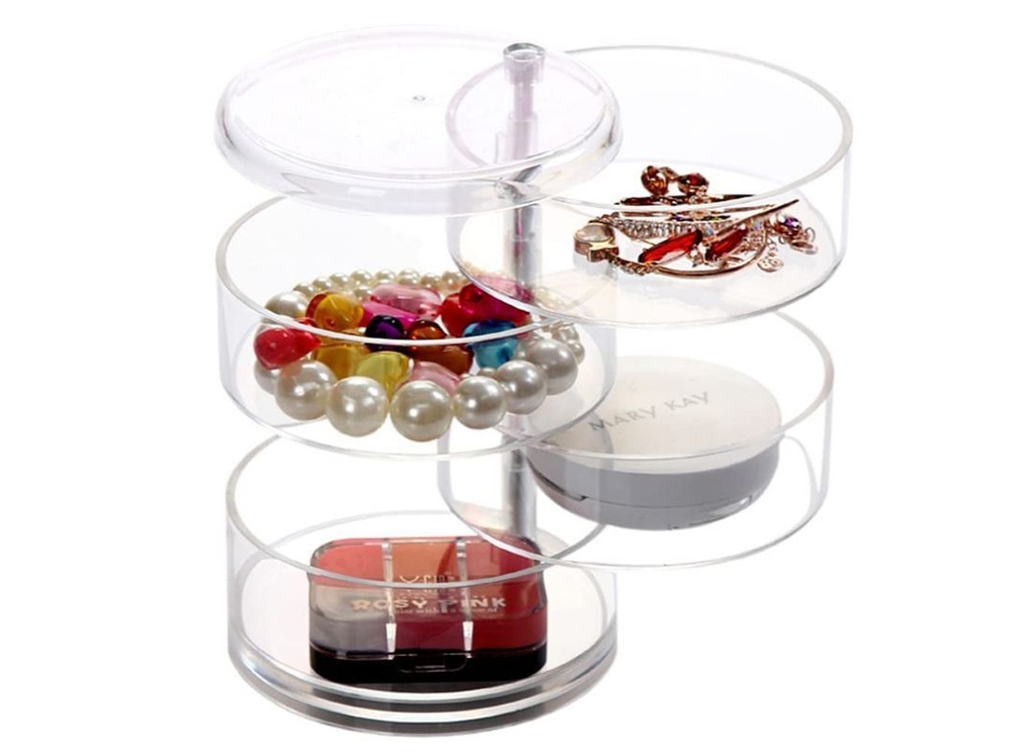 Estante De Almacenamiento Para Cosméticos Apilable Con 4 Capas Giratorias 360 Grados