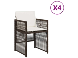Maison Exclusive - Cadeiras De Jardim Com Almofadões 4 Pcs Vime Pe Castanho