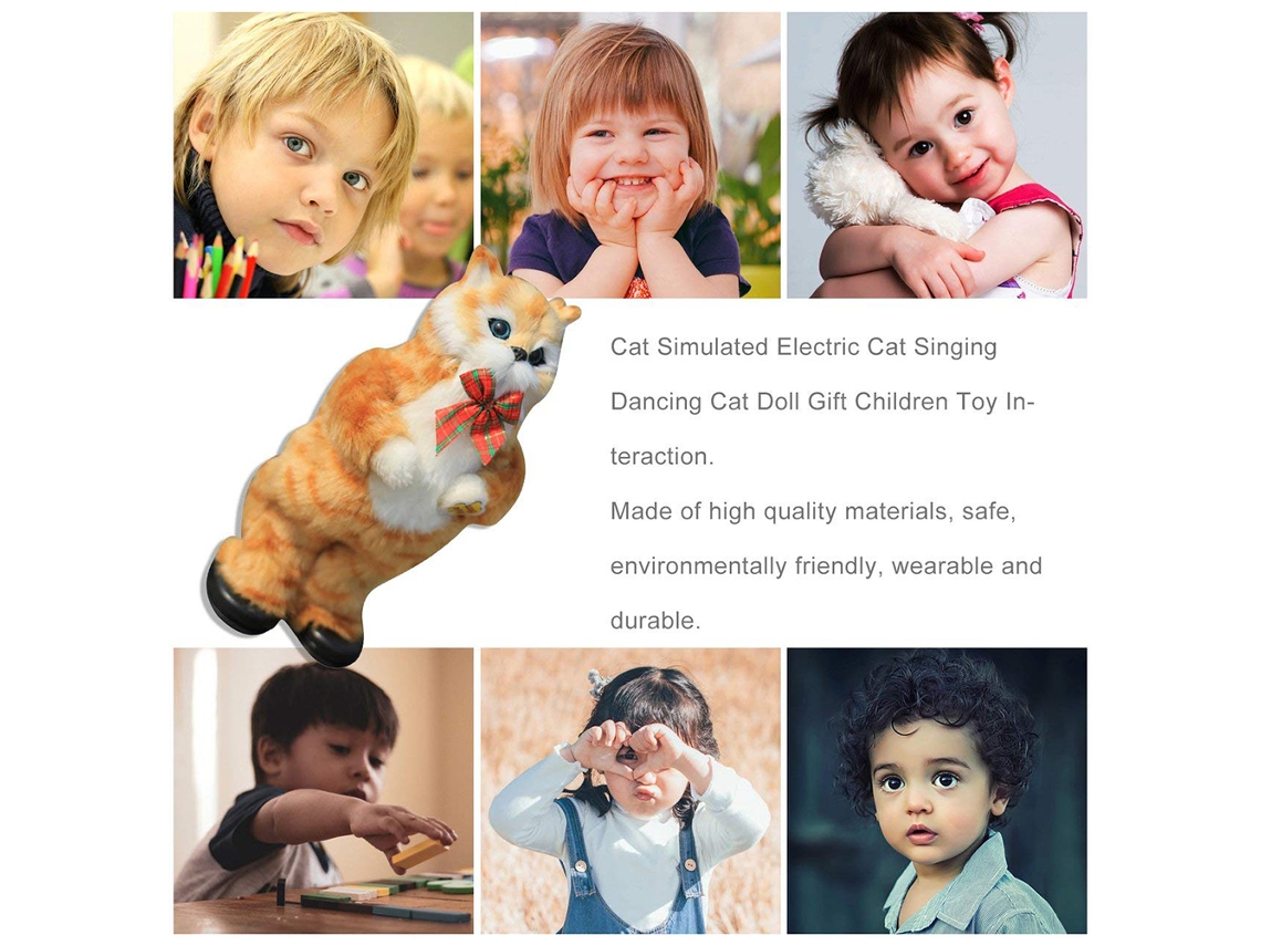 Primerox gato Simulado Elétrico Fofo Cantando e Dançando Brinquedo Interativo Presente para Crianças