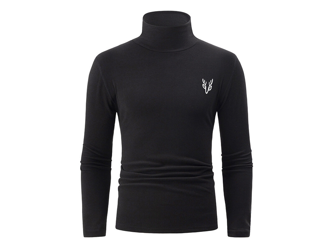 Camiseta Térmica Masculina De Gola Alta Em Fleece Preto Tengoo Tamanho 2xl Ideal Para Outono E Inverno Confortável E Casual Com Mangas Compridas