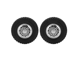 2 pneus dianteiros para carro RC, em aço e alumínio, com borracha preta, para caminhão basculante Tamiya 1/14.