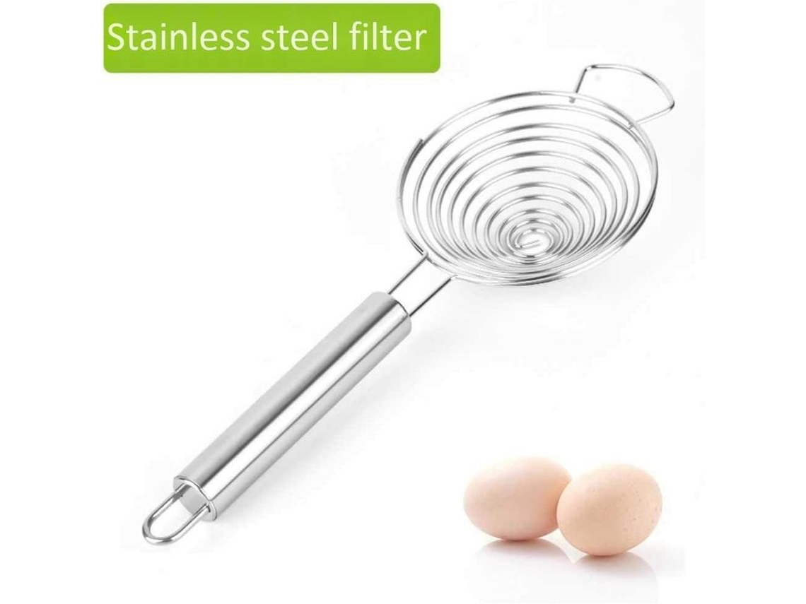 Separador De Ovos De Aço Inoxidável 304 Com Mangueira Longa Filtro Espiral Para Cozinha