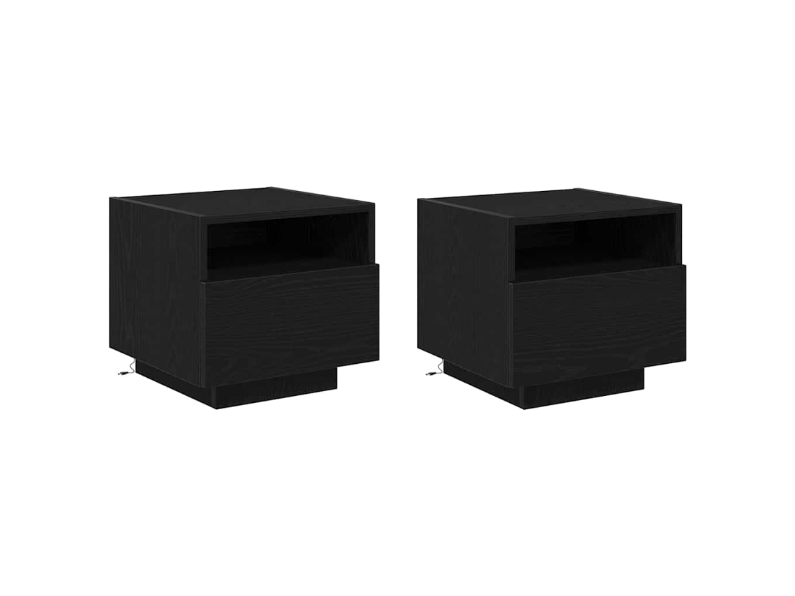 Conjunto de Armário de Cabeceira 2 Pcs Carvalho Preto 40x39x37 cm MAISON EXCLUSIVE