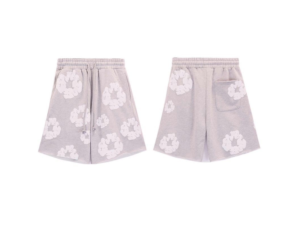 Bermudas Casuais Unisex Com Estampa Kapok Em Algodão De Alta Qualidade - Conforto E Estilo Para Dia A Dia Nos Meses Quentes Cinza