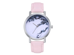 Reloj De Pulsera De Cuarzo Unisex Con Correa De Cuero Pu Zhoulianfa (rosa)