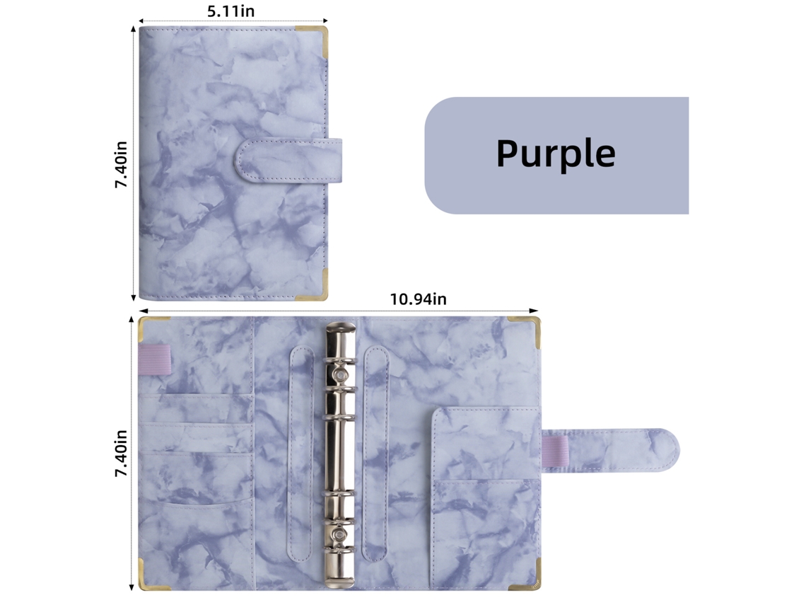 A6 Macaron Marble Pu Leather Loose Leaf Notebook Purple Cover Only Budget Planner
